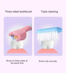 Pack of 2 Soft Bristle 3 Sided Toothbrush, Oral Care Safety Toothbrush, Deep Cleaning Baby Toothbrush