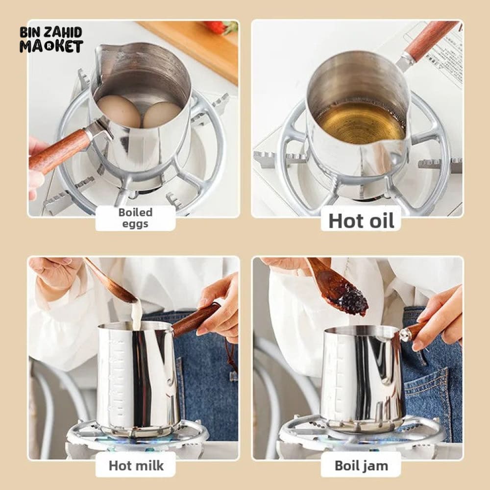STAINLESS STEEL MILK SAUCEPAN 304  – ANTI-OVERFLOW EDGE INTERNAL SCALE
